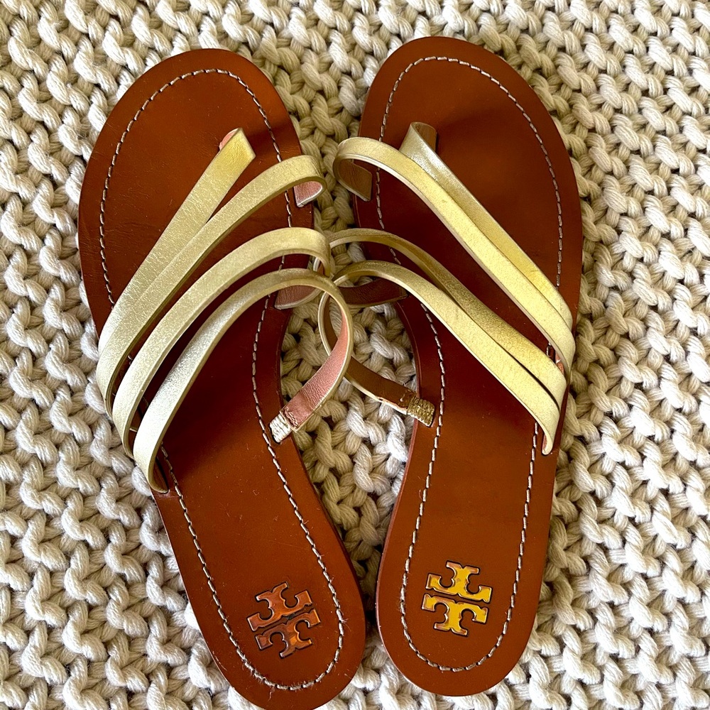 EUC TORY BURCH GOLD SANDALS
